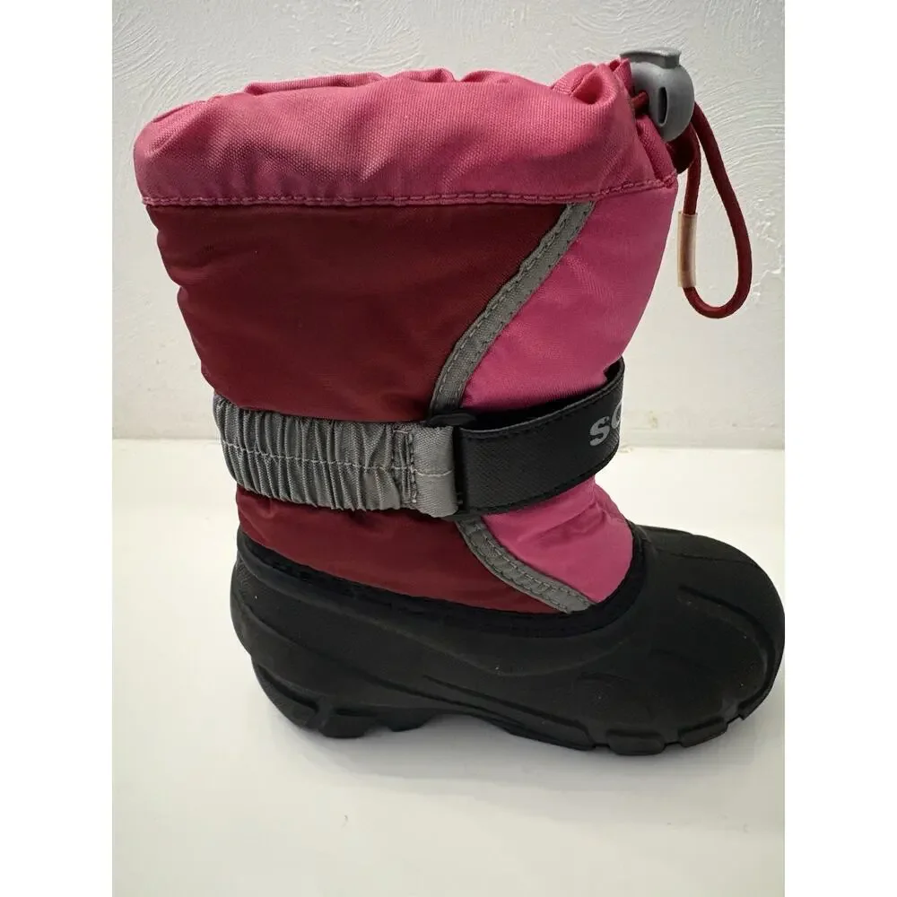Sorel Flurry Durable Snow Boots Red/Pink Water & Wind Resistant Toddler Kid’s 8
